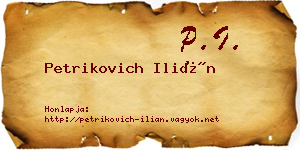 Petrikovich Ilián névjegykártya